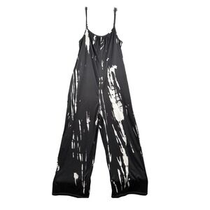 SHEIN Womens Black White Tie Dye Wide Leg Jumpsuit Size M Spaghetti Strap Romper